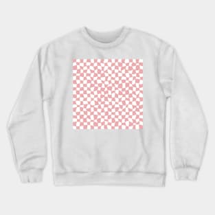 Warped Checkerboard, Pink and White Crewneck Sweatshirt
